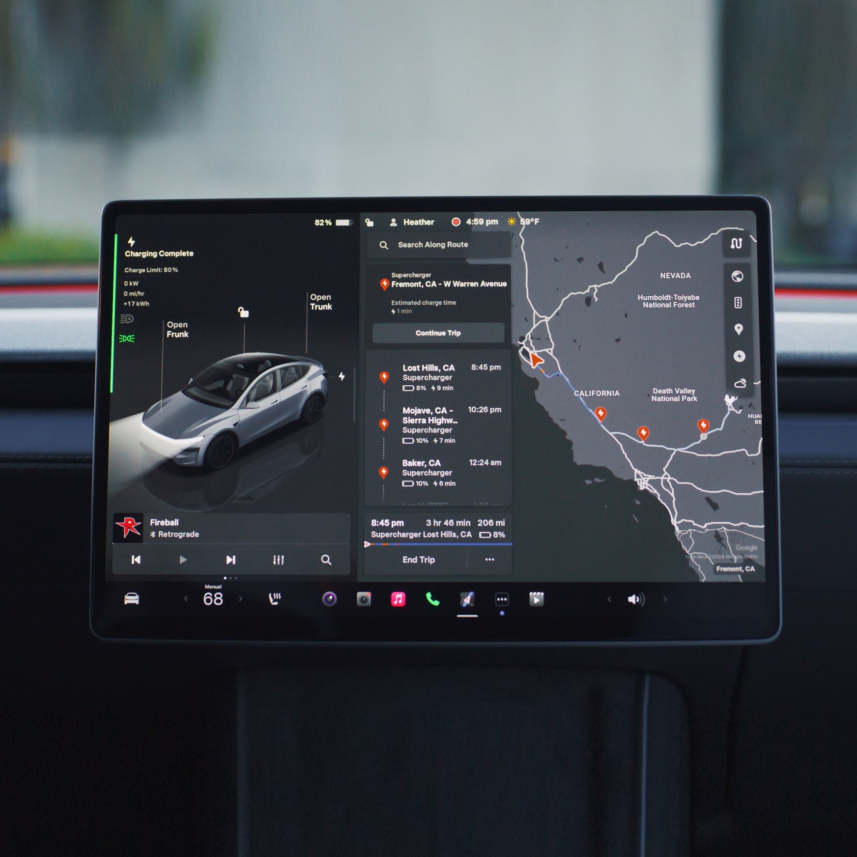 Tesla trip planning interface